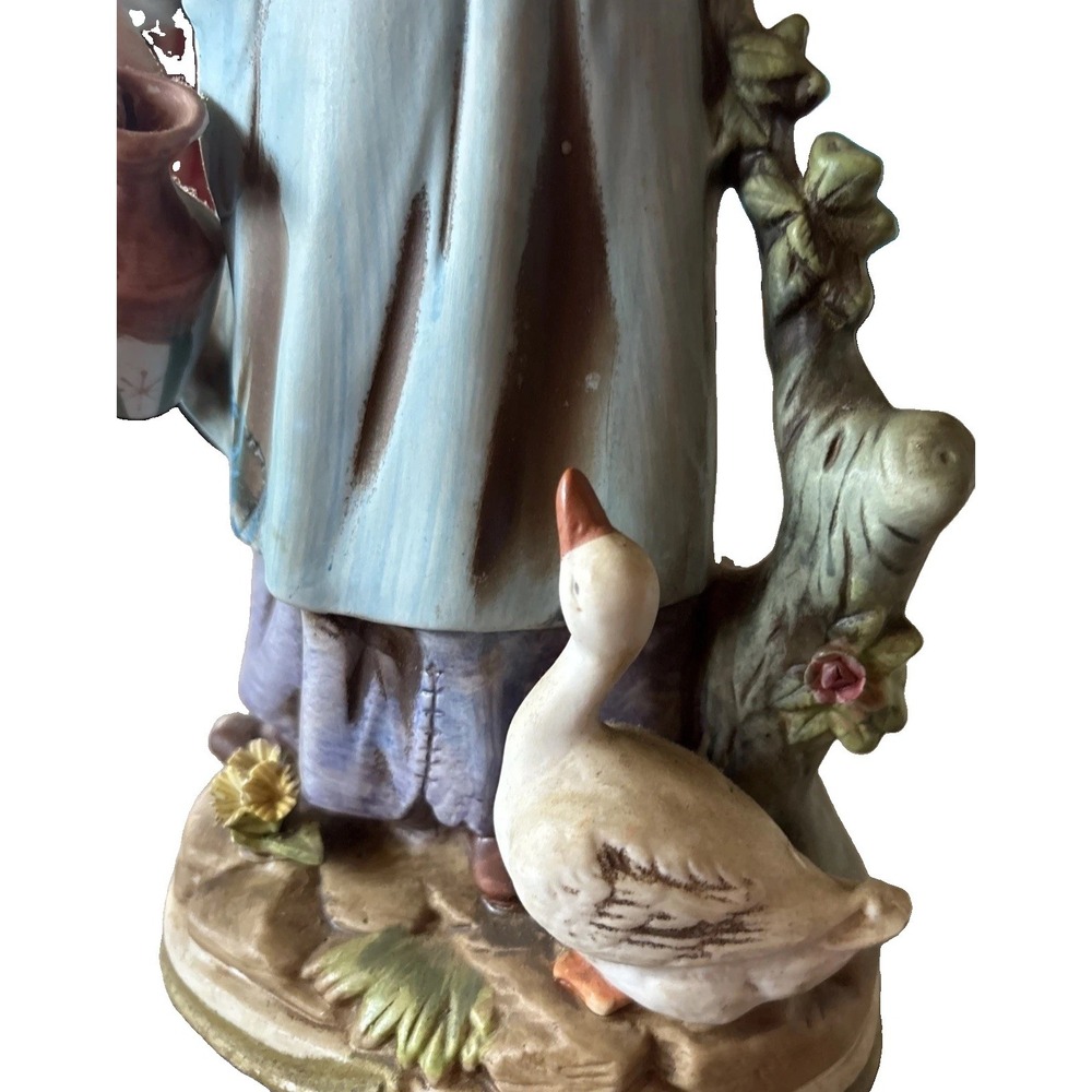 Vintage Home Interior Figurine Woman And Goose Cottagecore Granny Core Farm Hous - Picture 2 of 9